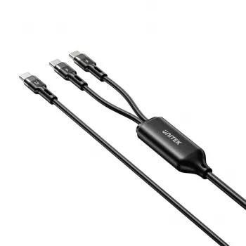 Cavo USB-C 2-in-1 Unitek C14146ABK01 1,8 m, USB-C a USB-C, 100 W PD, nero