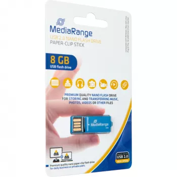 USB Nano 8 GB, chiavetta USB blu, USB-A 2.0, con funzione clip per ufficio