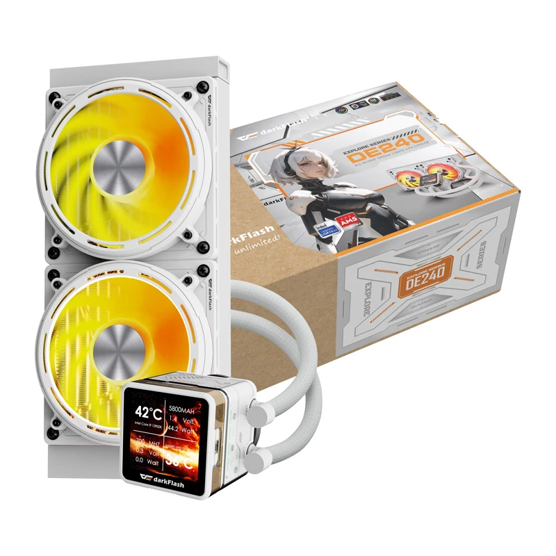 Dissipatore a liquido per CPU Darkflash DE240 (bianco) – radiatore da 240 mm, circuito AIO chiuso