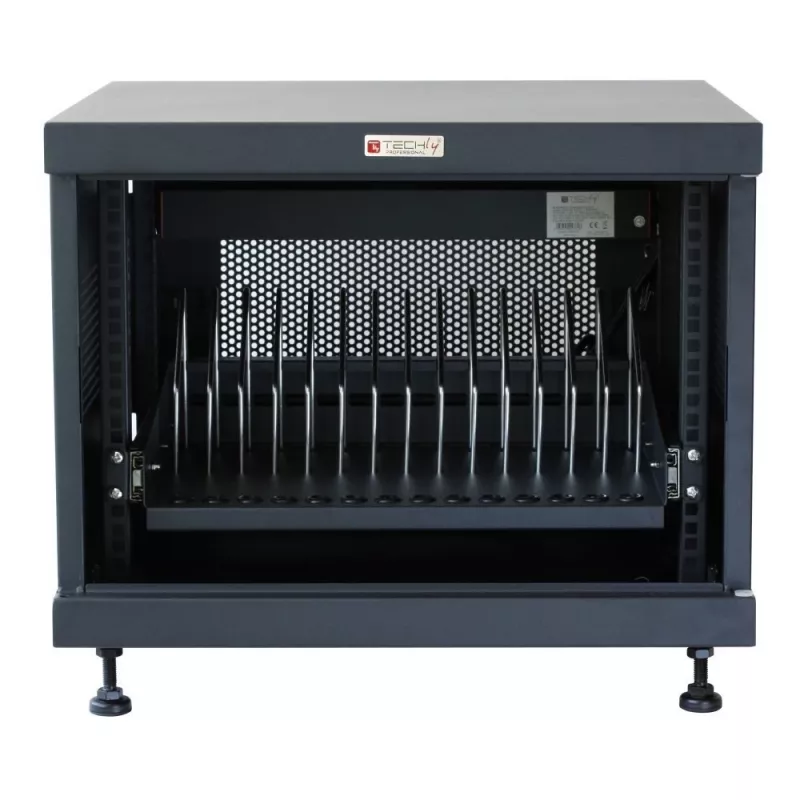 Organizer per cavi da rack TECHLY 367652 con fissaggio adesivo 3M, acciaio, 550×550×410 mm, nero