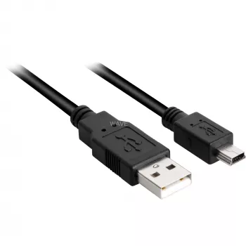 Cavo USB 2.0, connettore maschio USB-A > connettore maschio Mini-USB (nero, 1,0 metri, doppia schermatura)