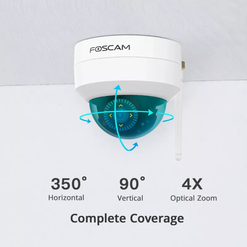 Foscam D4Z telecamera di sorveglianza IP per esterni, 4 MP, 1536p, Wi-Fi AC, LAN, bianca