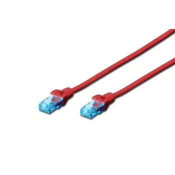 Cavo patch di rete DIGITUS CAT 5e U/UTP, 1 m, RJ-45–RJ-45, rosso