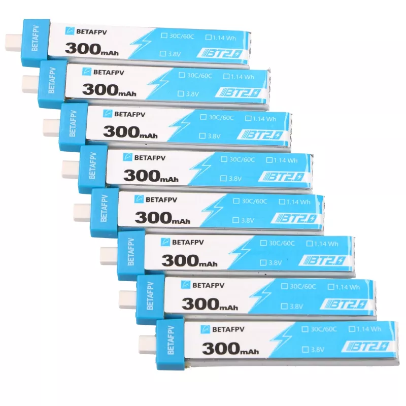 Set batterie ricaricabili per droni BetaFPV BT2.0 1S 300mAh confezione da 8, 3,8V