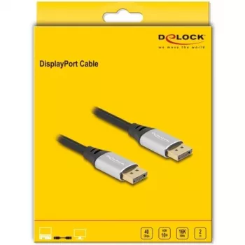 Cavo DisplayPort DeLOCK 16K 60 Hz 2 m argento metallo