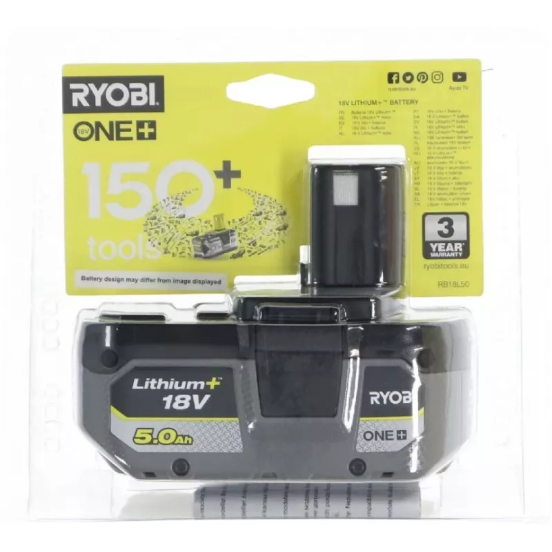 Ryobi 5133002433 RB 18L50 ONE+ batteria ricaricabile 18V 18 Volt 5,0 Ah Li-Ion