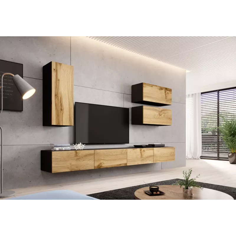 Armadio Cama VIGO 90 chiuso 90/35/32 nero/rovere Wotan