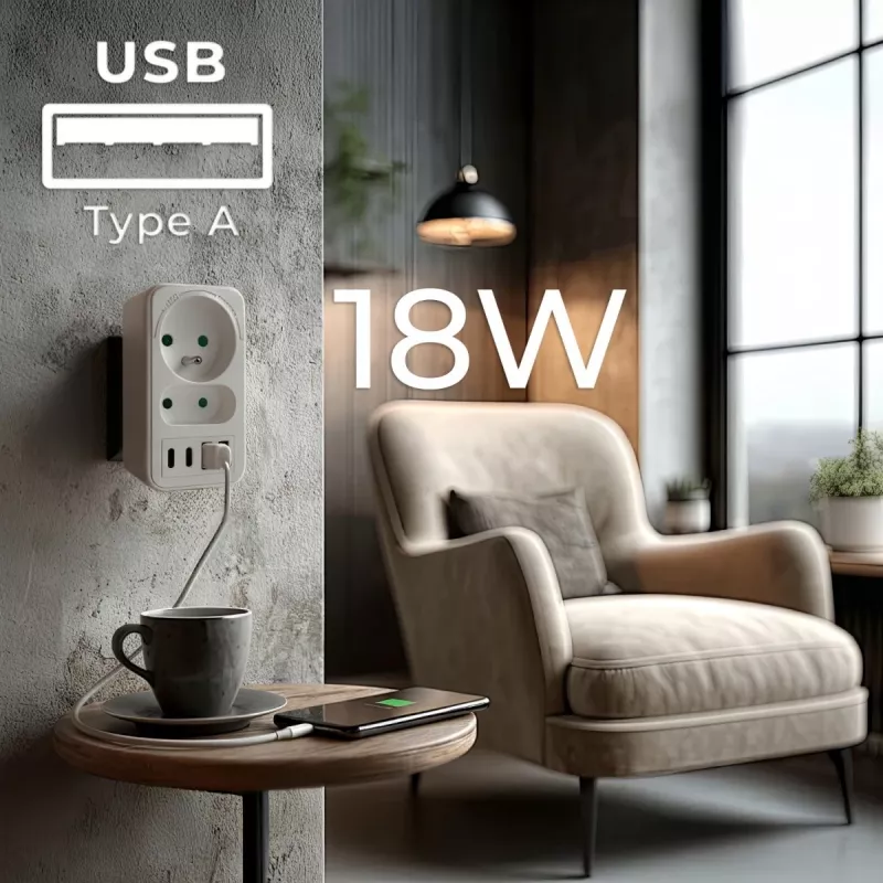 Power splitter MACLEAN MCE249 F/W – 2 prese di rete (16A + 6A) e 4 USB (2x A, 2x C PD 20W)