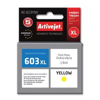 Inchiostro Activejet AE-603YNX (sostituto per Epson 603XL T03A44; Supreme; 14 ml; giallo)
