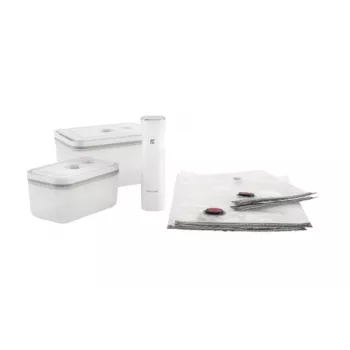 Contenitore per sottovuoto ZWILLING 36807-007-0, contenitore rettangolare in plastica per alimenti, 1,1 l e 2,3 l, coperchio ermetico, rimovibile, bianco traslucido