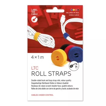 LABEL THE CABLE rotolo di nastro velcro double-face 4x 1m - colori misti