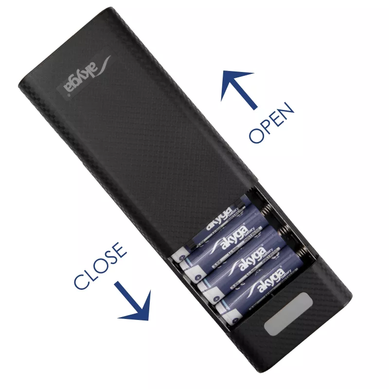 Akyga AK-BC-04 Case per power bank 20000 mAh, 8x 18650, 18W PD QC4+, USB-C, 2x USB-A, Lightning