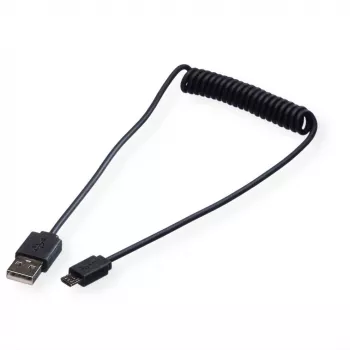 ROLINE Cavo a spirale USB 2.0 - A - Micro B - ST/ST 1,0 m - Schermato - USB 2.0 Type Micro B - 1 mm - Cavo a spirale (11.02.8317)