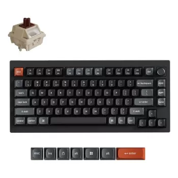 Tastiera meccanica Keychron V1 Ultra 8K — 75% QWERTY, Bluetooth, con filo, RGB, nero