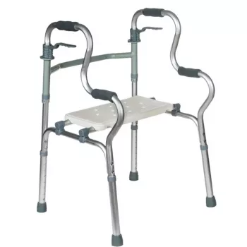 Deambulatore riabilitativo REHA FUND RF-133 3in1, telaio in alluminio/acciaio, altezza regolabile 81–99 cm, 2 ruote, seduta, portata max 100 kg