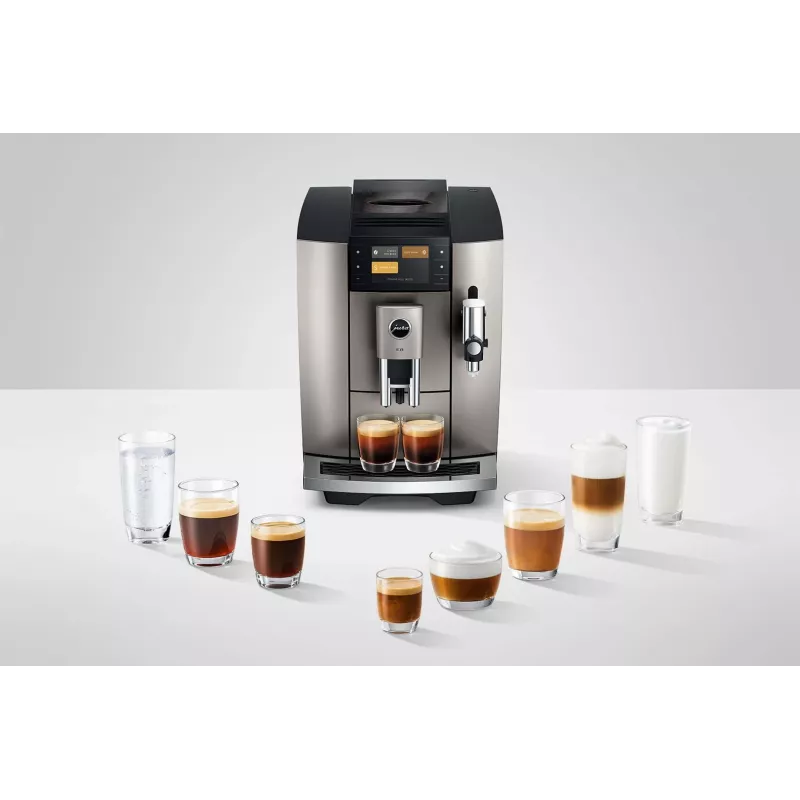 Macchina per espresso JURA E8 automatica 1,9 l argento – 15 bar, display 3,5 pollici, macinacaffè, montalatte