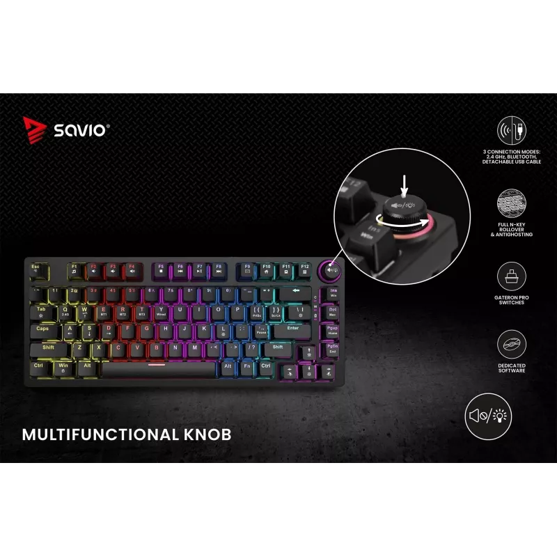 Tastiera gaming Savio Phenix SAVGK-RED USB RF Wireless Bluetooth QWERTY