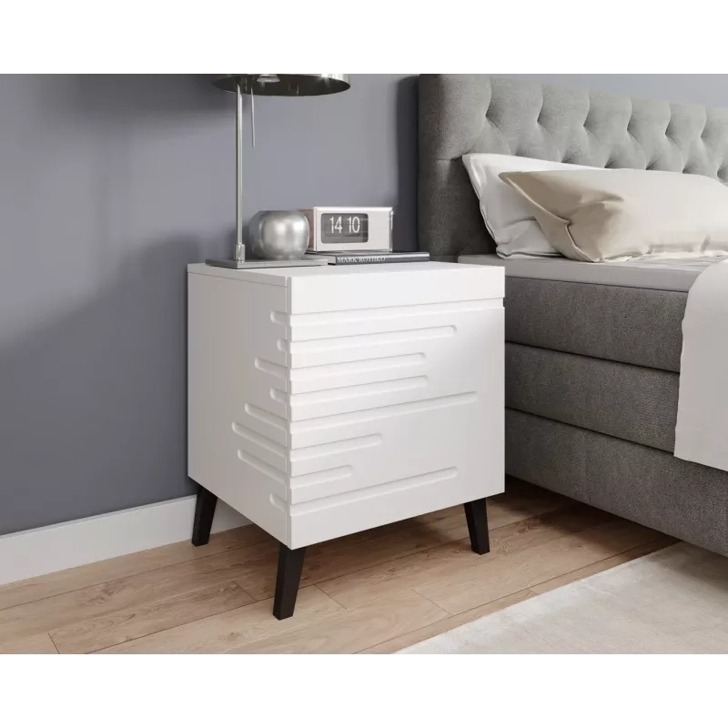 Comodino cama meble NOVA con 1 cassetto 44×40×52 cm, bianco opaco