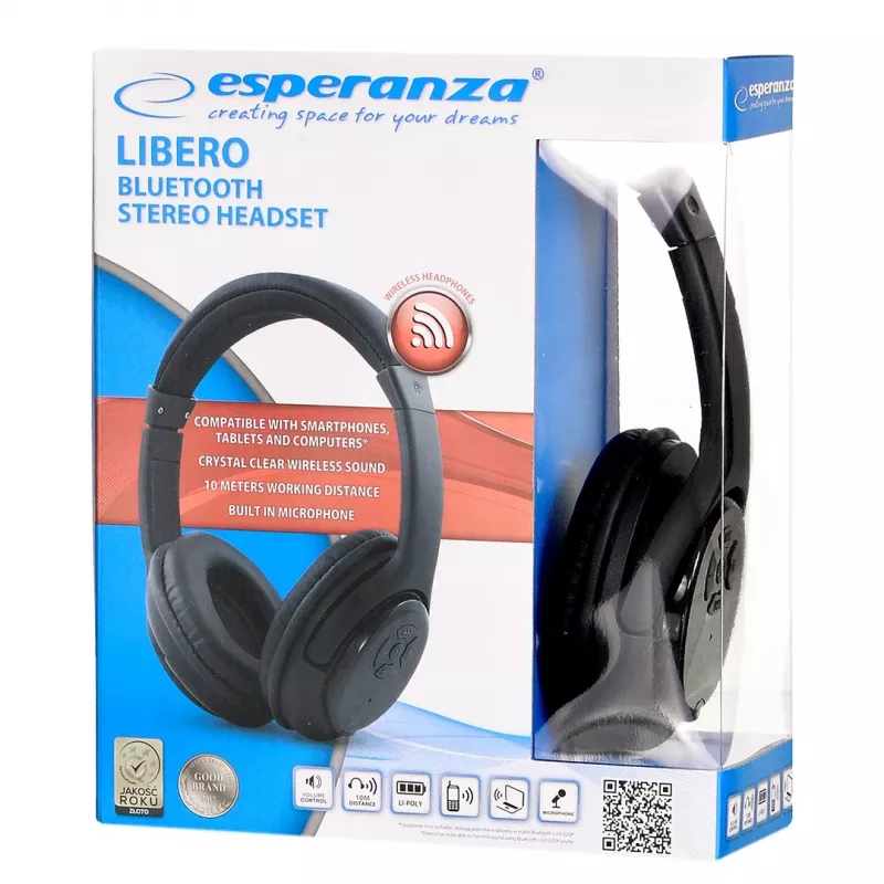 Esperanza Libero EH163K Cuffie wireless con archetto musica Mini-USB Bluetooth nero