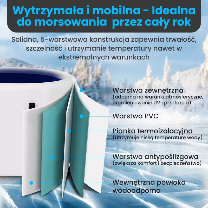 Extralink vasca per ghiaccio, vasca per immersione in acqua fredda, 150x80x65cm