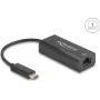 Adattatore di rete DELOCK 64306 USB Type-C su Ethernet 100 Mbit/s, con filo, nero