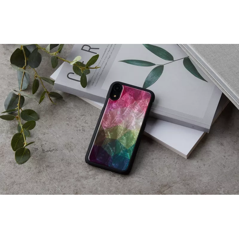 Custodia per smartphone iKins per iPhone XR — design fiori d'acqua, nero