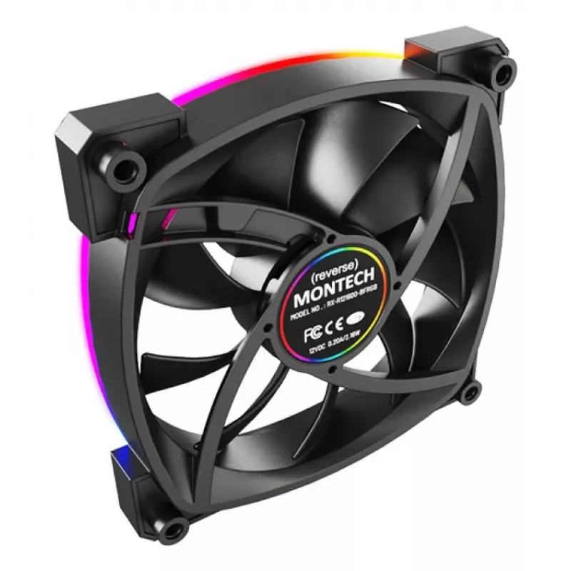 Montech RX120 PWM ventola per case PC 12 cm nero 3 pz.