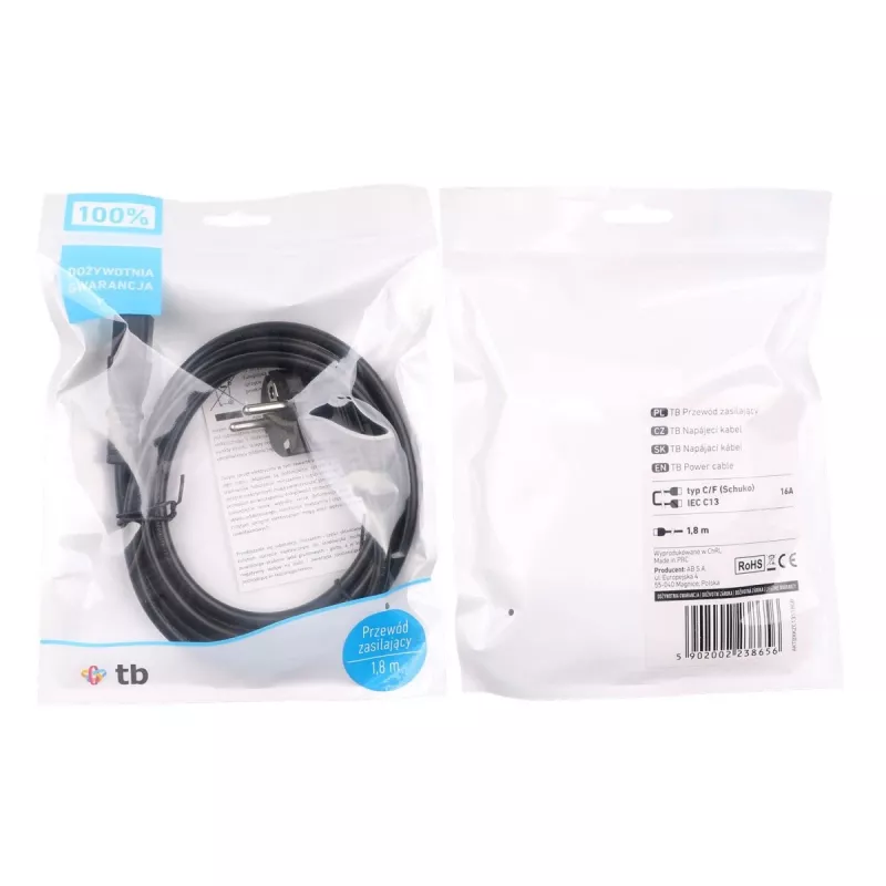 Cavo di alimentazione 1,8 m IEC C13 VDE