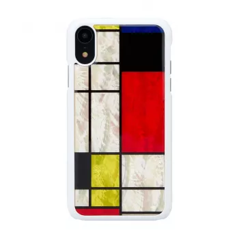 Custodia per smartphone iKins per iPhone XR Mondrian bianco – cover posteriore rigida protettiva