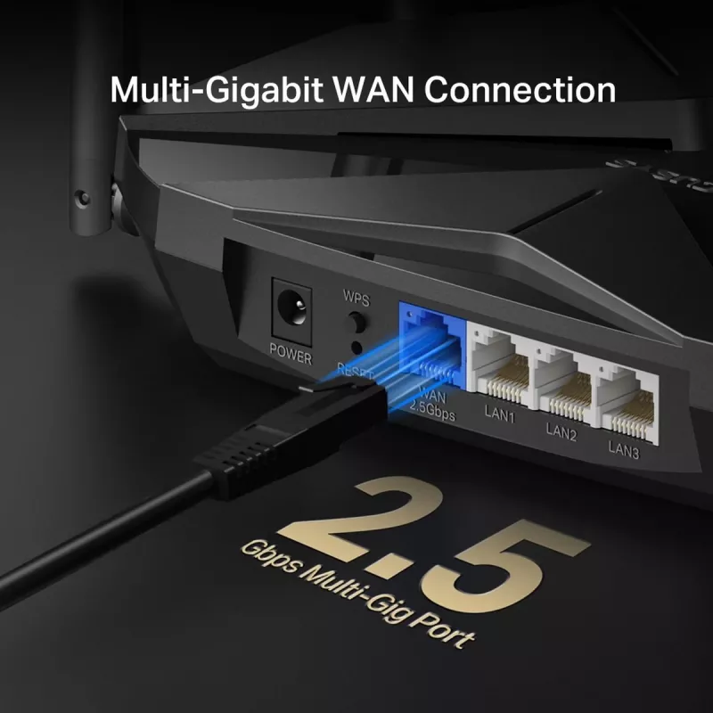 Router da tavolo MERCUSYS MR85X AX3000 dual band Wi-Fi 6, 3000 Mbit/s, 4 antenne, 3 porte Gigabit LAN, nero