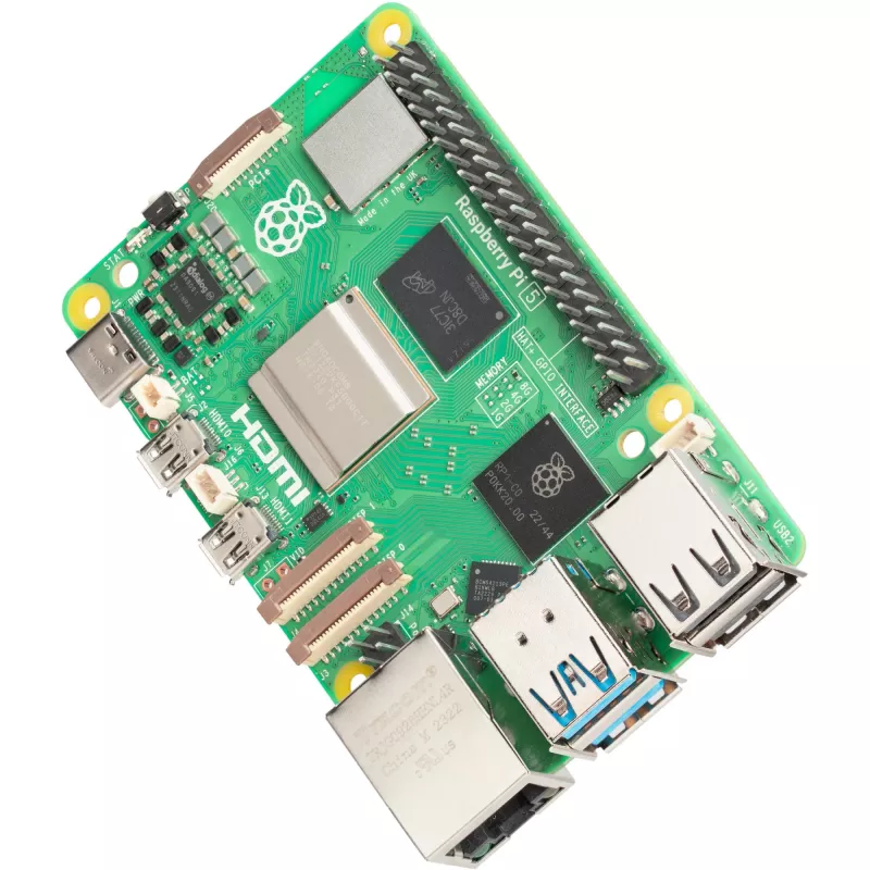Single-board computer Raspberry Pi 5 scheda di sviluppo — 2400 MHz Arm Cortex-A76, fino a 16 GB LPDDR4x, MicroSD, USB 3.2, Wi‑Fi 5