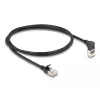 Cavo di rete RJ45 DeLOCK Cat.6A S/FTP slim 90° piegato verso l'alto 1 m nero