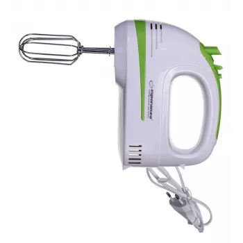 Frullatore a mano ESPERANZA EKM011 — 400 W, 5 velocità, turbo, ganci impastatori e fruste, 220–240 V, bianco/verde chiaro