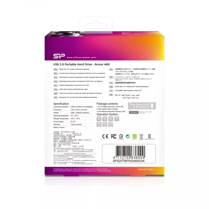 Silicon Power Armor A60 disco rigido esterno 2000 GB nero