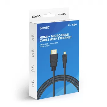 Cavo Savio CL-40/M HDMI (M) - micro HDMI (M) con Ethernet, 2 m, nero