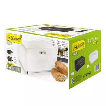 Portapane Maestro MR1677-AR-W – rettangolare acciaio inox, bianco, 340×220×160 mm