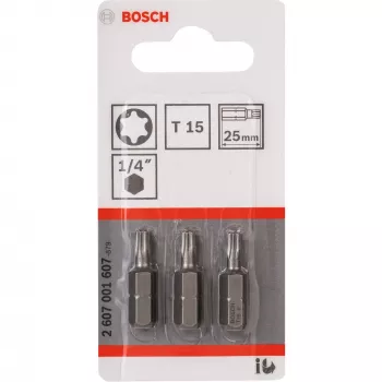 Punta per avvitatore Bosch extra dura, 3 pz., Torx, T15, acciaio, T15, 25 mm