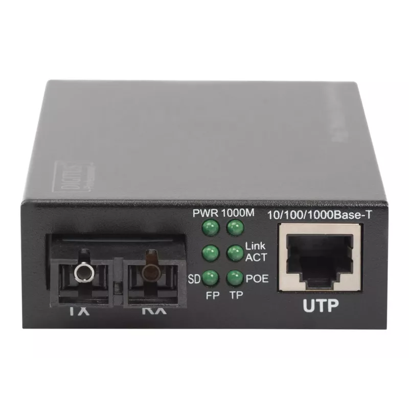 Digitus convertitore di media Gigabit PoE, RJ45 / SC, SM, PSE