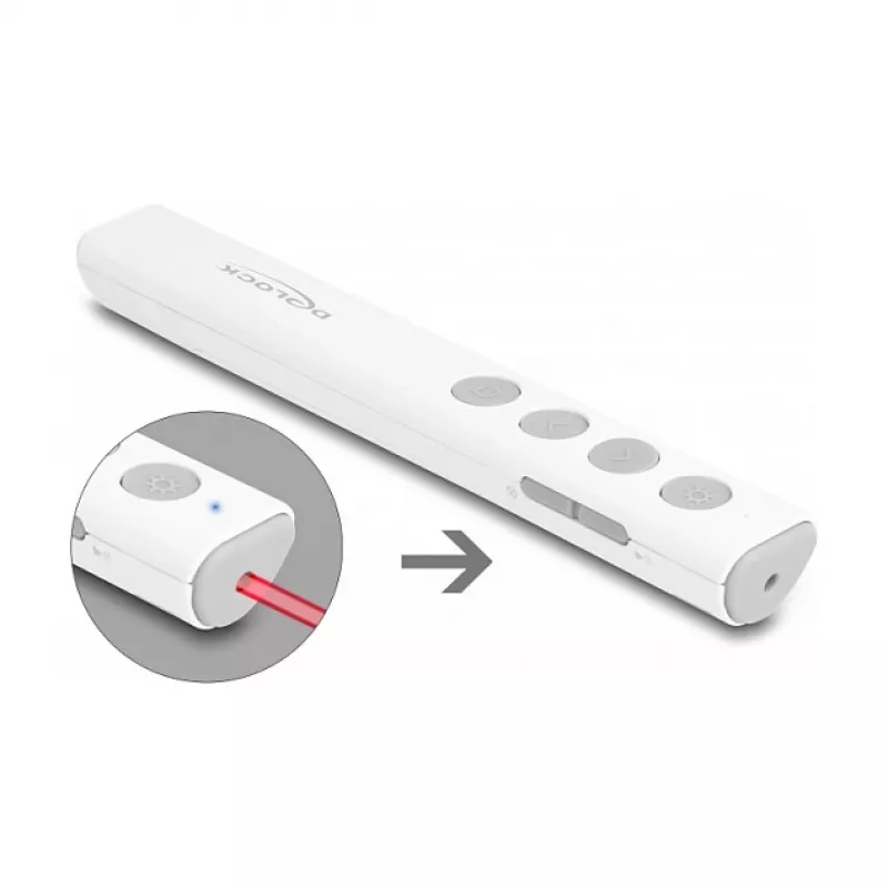 DeLOCK presenter laser USB bianco wireless con ricevitore USB RF Nano