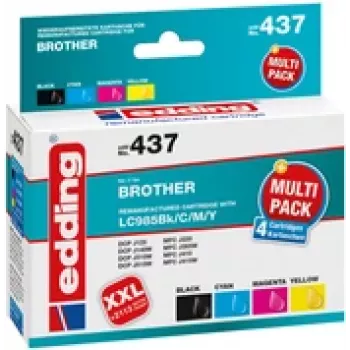 edding cartucce d'inchiostro EDD-437 nero, ciano, magenta, giallo compatibili con brother LC-985BK/C/M/