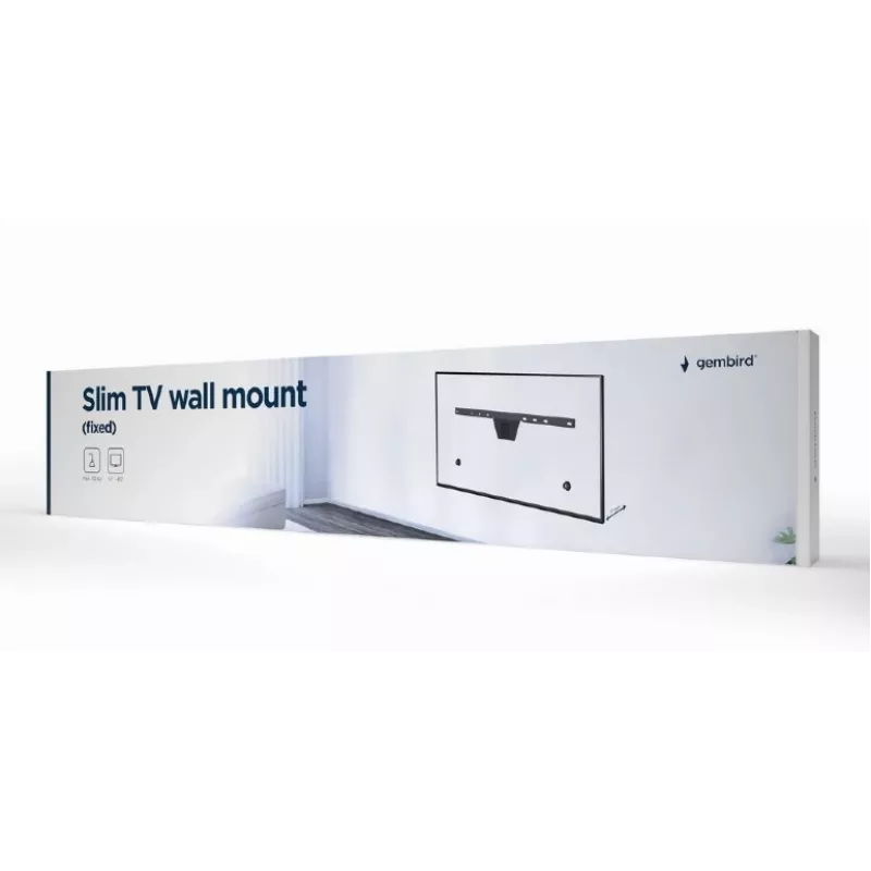 Staffa da parete fissa e sottile per TV Gembird WM-S80F-01 37–80" (2,03 m), VESA fino a 600x400, max 50 kg, nera