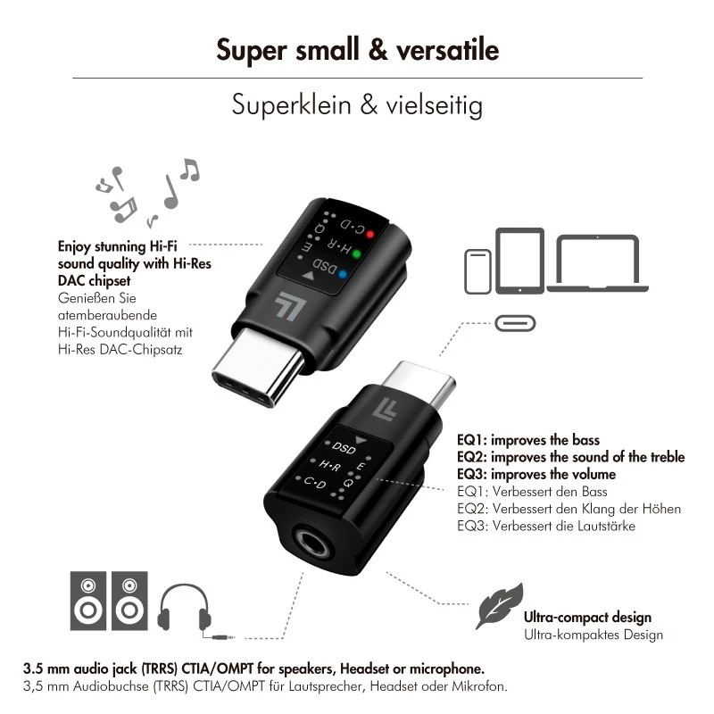 LogiLink adattatore audio DAC USB-C. USB-C/M a 3.5 Mm/F. nero