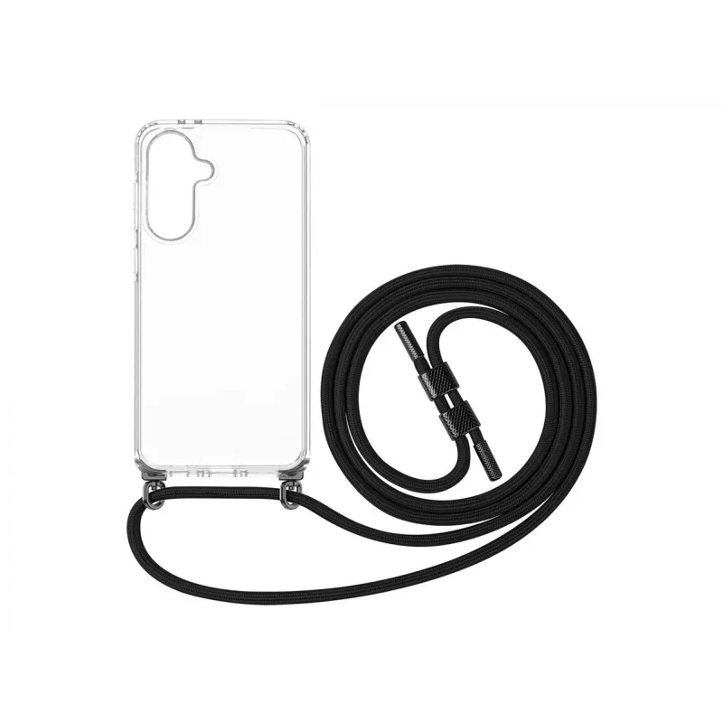 Custodia per cellulare FIXED per Samsung Galaxy A36 5G — Fixed Pure Neck Case TPU, nero, con cinturino compatibile