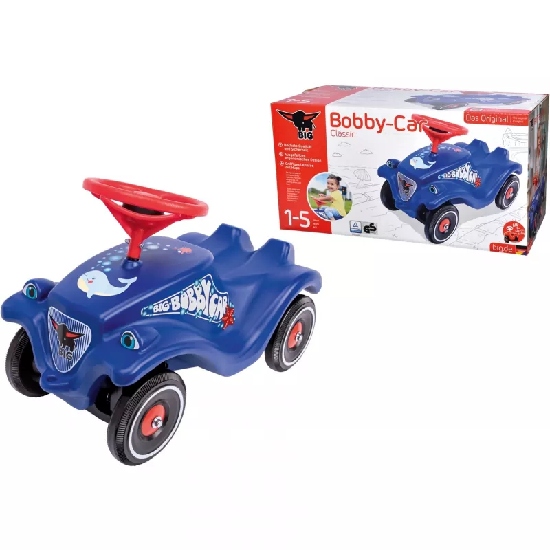 Macchinina scivolo Simba-Dickie BIG Bobby-Car, spinta manuale, età 1–5, 4 ruote, blu/rosso