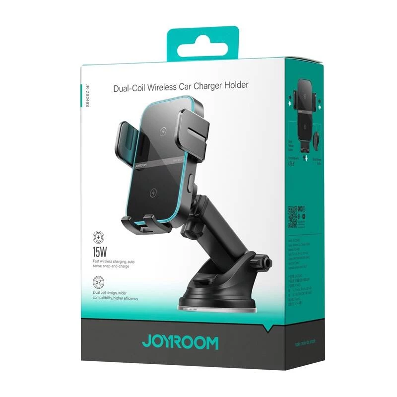 Joyroom JR-ZS246S supporto auto da cruscotto con caricatore wireless, nero