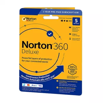 Norton 360 Deluxe | 5 dispositivi | 1 anno | 50 GB di spazio cloud | EU | NESSUN ABBONAMENTO |