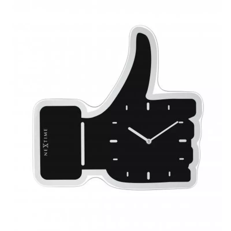 NeXtime orologio da parete 3072zw Thumbs up, 40,5x41 cm, da parete, nero/argento