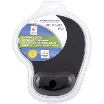 Tappetino mouse ESPERANZA EA137K, nero, con poggiapolsi in gel, base antiscivolo, utilizzo universale
