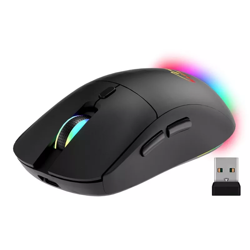 Mouse senza fili MEDIA-TECH MT1124 BT/RF Silent & Recharge — ambidestro, 3200 DPI, Bluetooth + 2,4 GHz USB, 6 tasti, ricaricabile