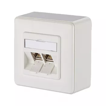 METZ CONNECT BTR E-DAT Module 8/8(8) AP - presa da parete - RJ-45 X 2 - bianco puro, RAL 9010 (1309120002-E)